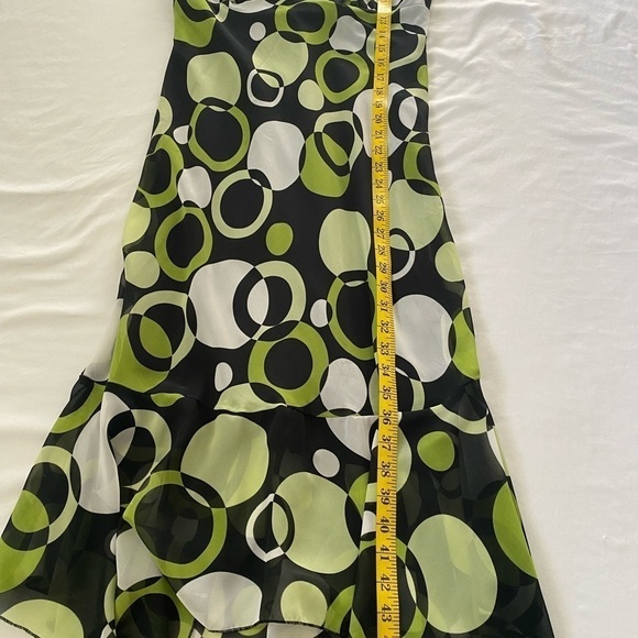 Dress Barn Double V-Neck Babydoll Hankerchief Hem Polka Dot Y2K Green Size 6 - Picture 9 of 10